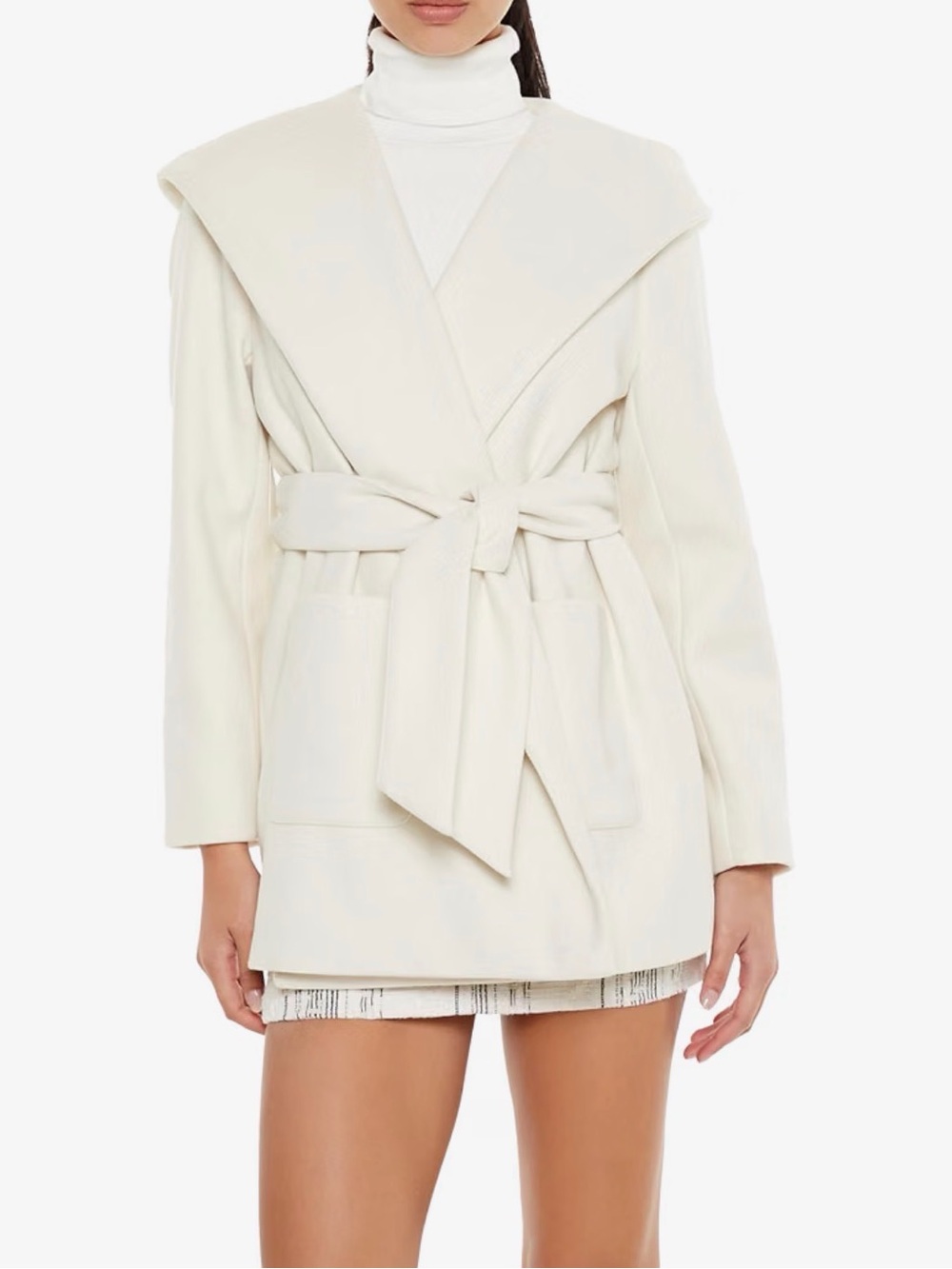 Hooded Tie-Waist Wrap Trench Coat